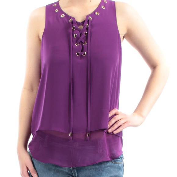 INC Womens Chiffon Grommet Tank Top Size 2 Gift - Picture 6 of 8